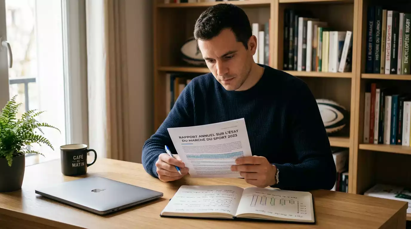 Analyste examinant les chiffres clés du marché des paris sportifs publiés par l'ANJ